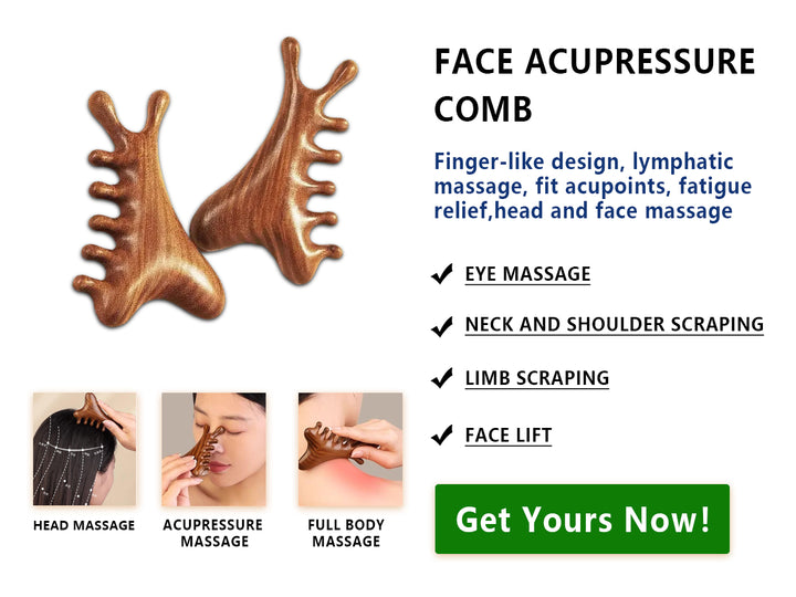 4-in-1 Sandalwood Comb – Scalp & Facial Massage Meridian Tools