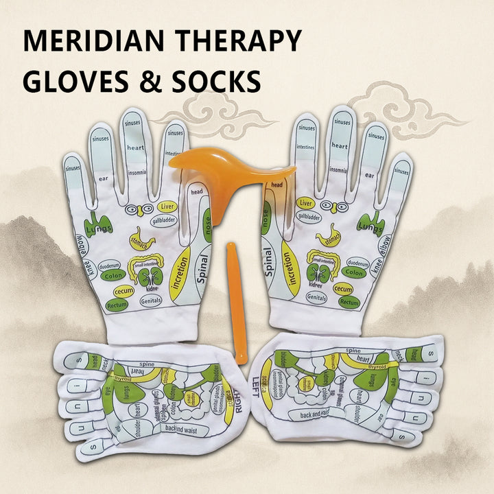 Acupressure Socks & Gloves Set | Reflexology Map