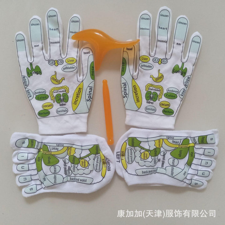 Acupressure Socks & Gloves Set | Reflexology Map