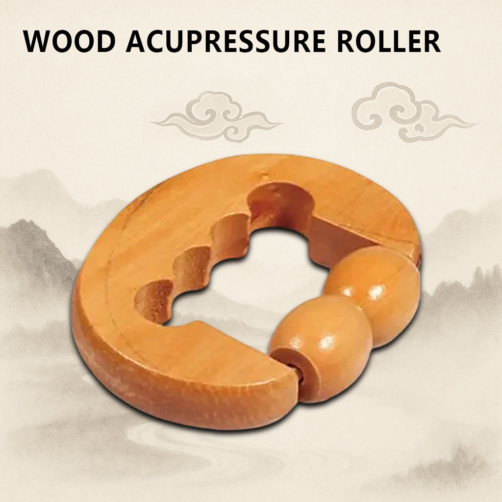 Wooden Wheel Roller Massager | Portable Acupressure Tool