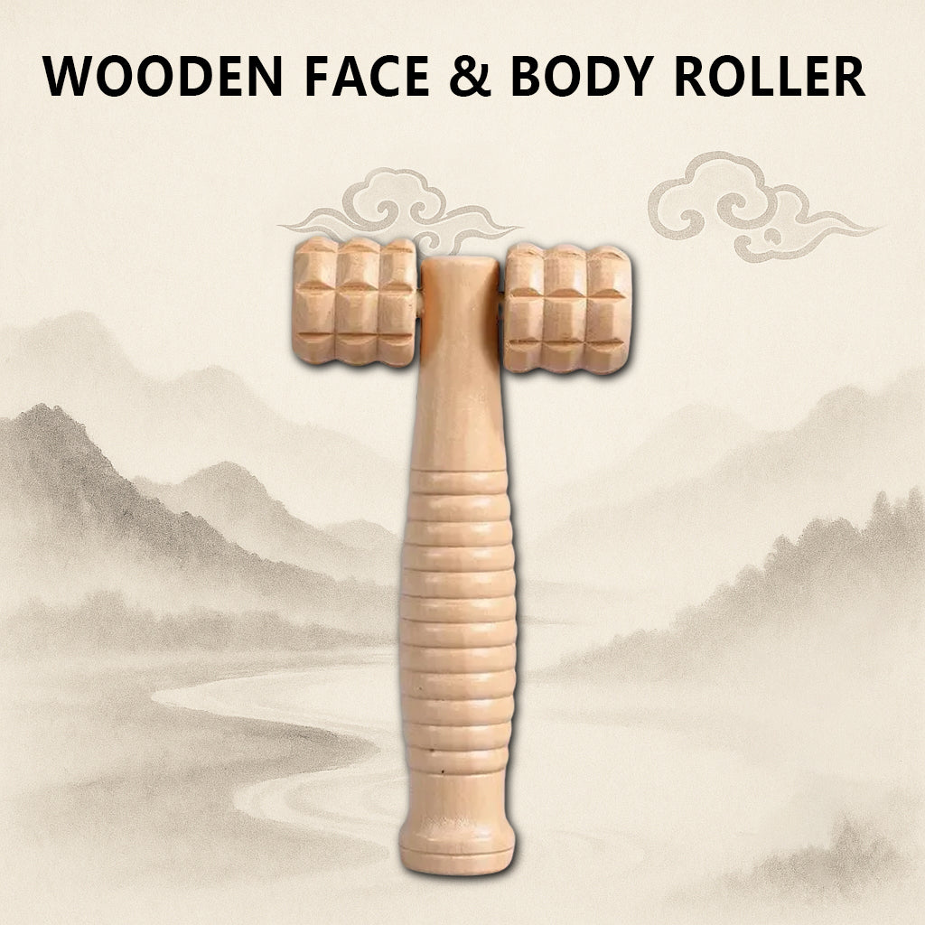 Wood Face Roller Massager | Handheld Meridian Tool