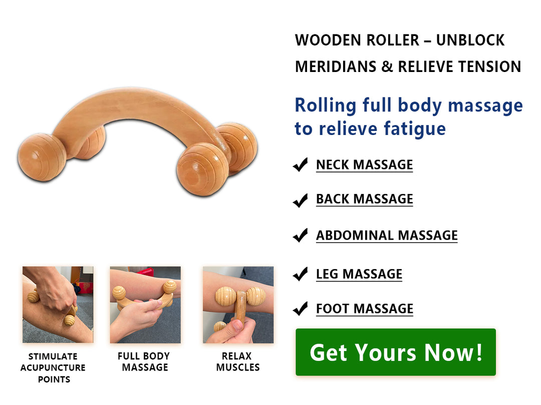 Wood 4-Wheel Massager | Portable Meridian Roller