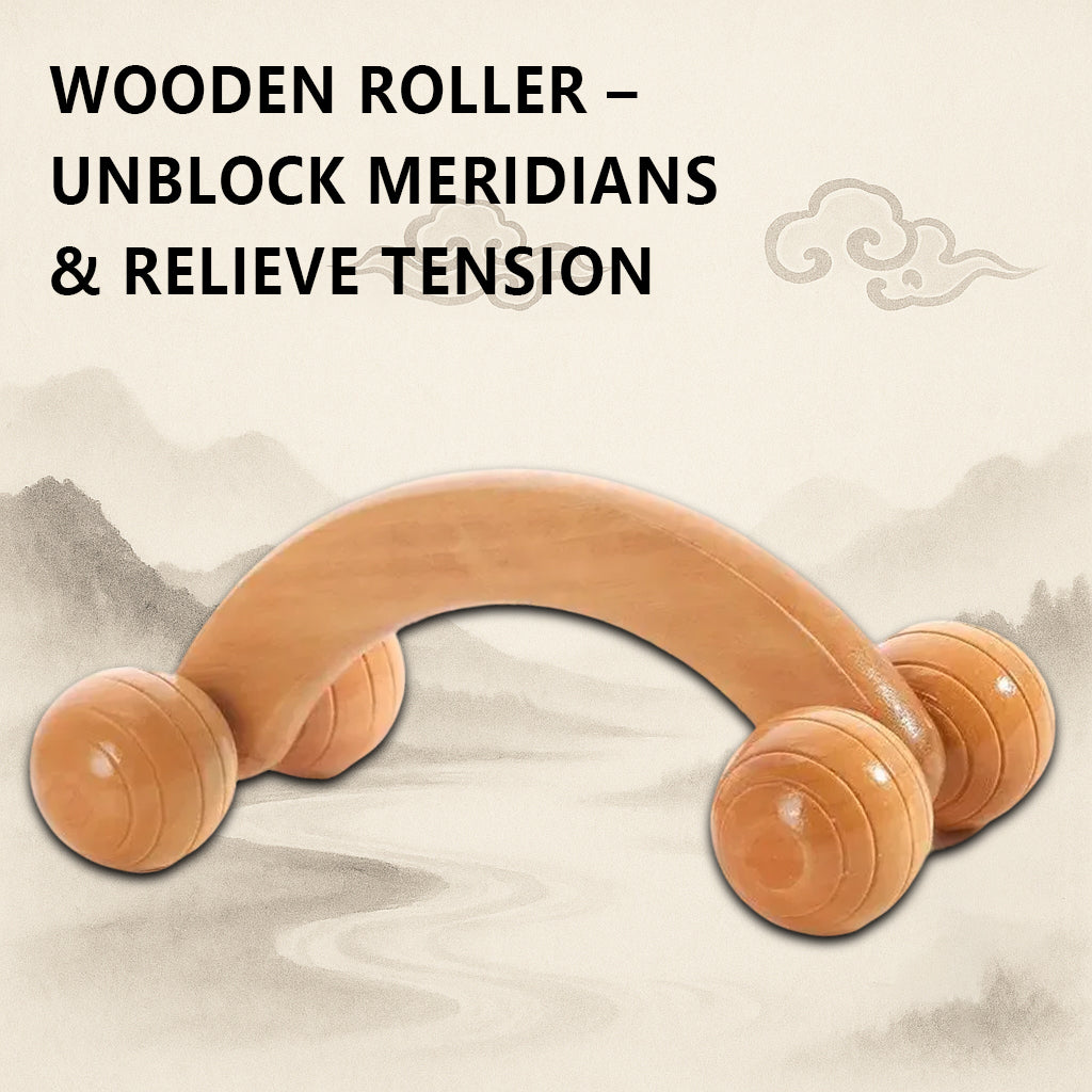 Wood 4-Wheel Massager | Portable Meridian Roller