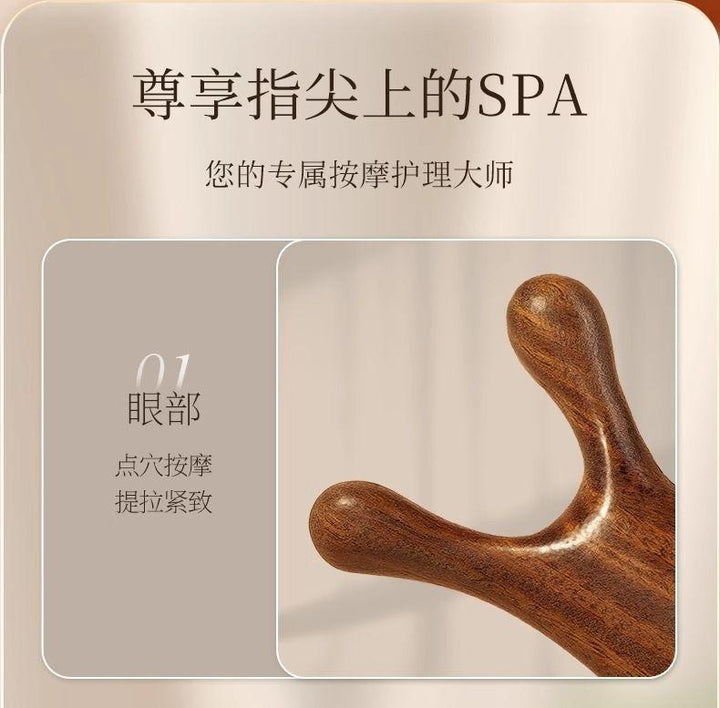 4-in-1 Sandalwood Comb – Scalp & Facial Massage Meridian Tools