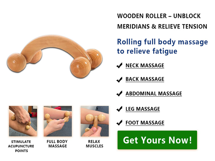Wood 4-Wheel Massager | Portable Meridian Roller