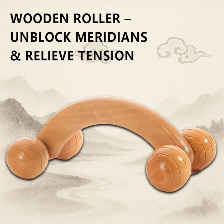 Wood 4-Wheel Massager | Portable Meridian Roller